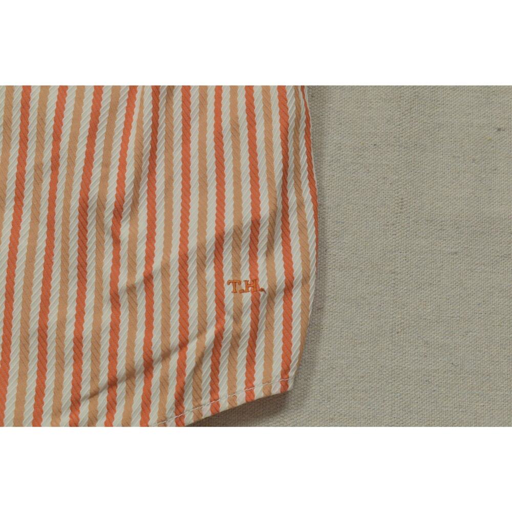 Tommy Hilfiger Woman Size 20 Button Down Shirt Orange White Vertical Stripe Seer - Picture 5 of 8